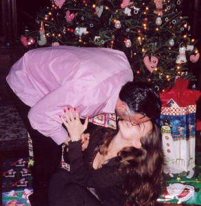 Kiss by the Christmas tree