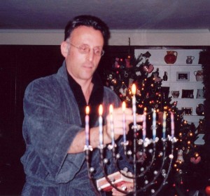 Man lights Menorah