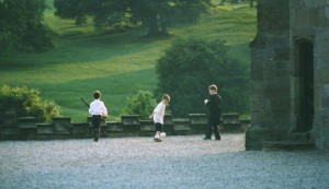 English castle, boys playing ball, medieval castle, boys at a wedding