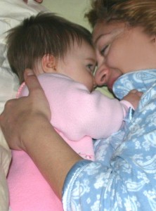 Mom and baby snuggle, happy cuddles, fleecy snuggling, love, mom and daughter