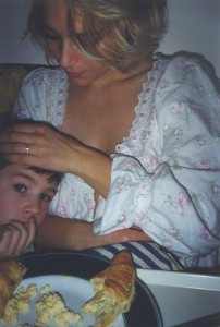 Mom & son, mom loves cares and nurtures son, mom communicates with son, son and mom happy, breakfast in bed