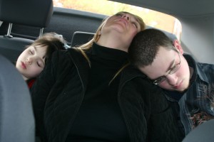 Travel exhaustion, not just hanging out with the kids but passing out from exhaustion