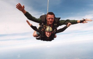 Skydiving, Bianca's sister jumping out of a plane