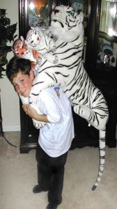 stuffed white tiger with blue eyes