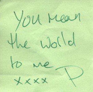 Love note from Phillip in my pocket January 2013, love note, sweet note, incredible husband, coat pocket, winter coat